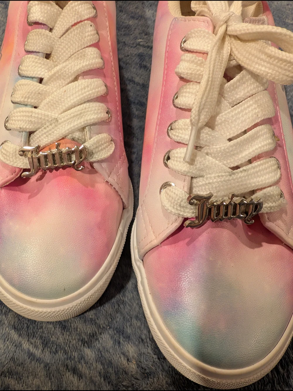 Juicy Couture Size 8 Pastel Pink and Blue Tie-Dye Sneakers
